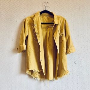 Yellow denim shirt jacket